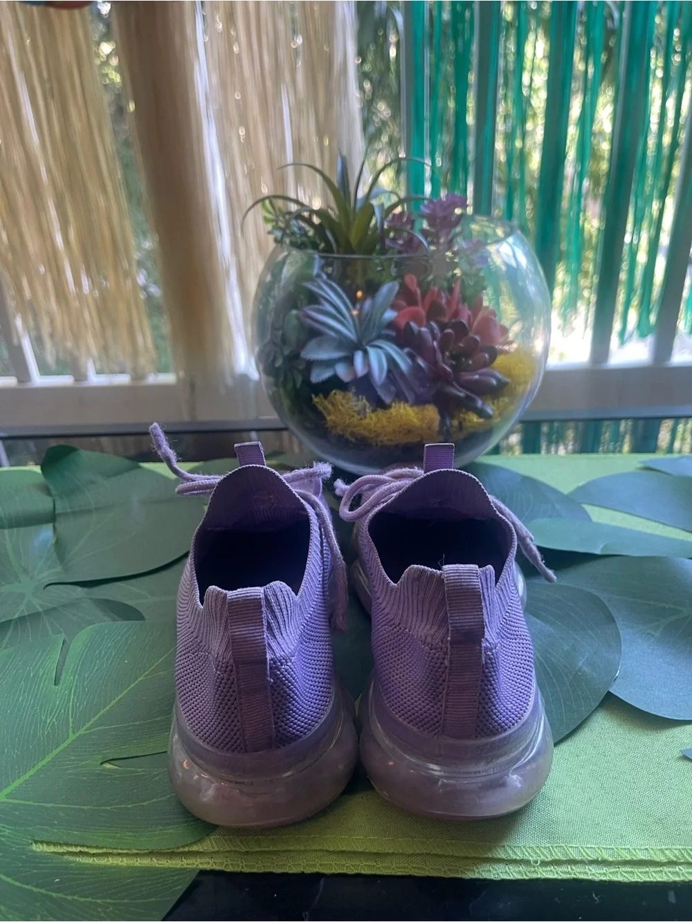 Lilac Knit Slip-On Sneakers - Lavender Casual Trainers